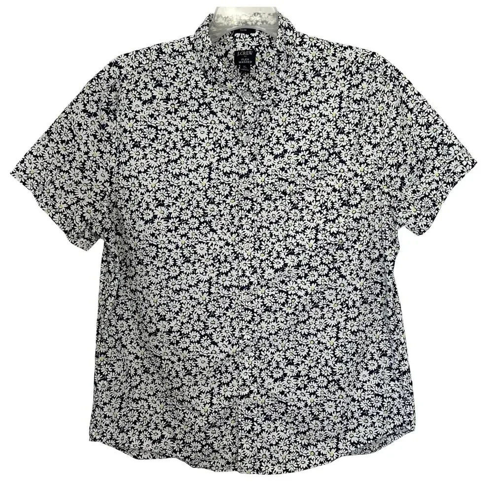 J. Crew Flex Washed Floral Print Slim Casual Shirt AU530 Mens Size XL